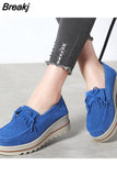 Women Flats Shoes Platform Sneakers Slip On Flats Leather Suede Ladies Loafers Moccasins Casual Shoes Women