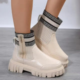 Breakj New Large Size Women's Shoes Flat Boots Ankle Boots Casual Low Round Head Snow