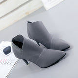Spring and Autumn New Solid Tone Pointed Sleeve Wearing Thin Heel Versatile Single Boot Women Comfortable Women's