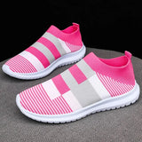 Color Knit Breathable Sneakers for Women 2023 Non Slip Soft Sole Casual Flats Woman Plus Size Slip On Sock Shoes