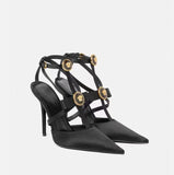 Breakj New Pointed Shallow Metal Bow T Buckle Fine Heel Ultra High Heel Head