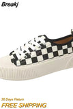 Print Cute Sneakers Black White Canvas Shoes 2023 New Platform Flat Lace Up Tennis Shoes Casual Versatile Zapatos De