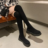 Women Platform Over The Knee Boots Stretch Knitting Sock Long Boots Woman 2023 Autumn Thick Bottom Thigh High Botas