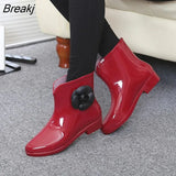 Boots Camellia Rain Boots Non-slip Water Shoes Fashion Rubber Shoes Short Tube Water Boots Cute Women's Boots Women