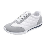 Women's Solid Color Casual Sneakers 2024 Trend Woman Lace Up Platform Soft Sole Walking Shoes Quilted Pattern Walking