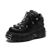 Womens Ankle Boots Fashion Casual New Rock Female Chunky Shoes Metal Decoration Motorcycle Boots Women Platform