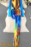 Women Fashion Irregular Dress New Spring Long Sleeve Turtleneck Dye-tie Print Bodycon Ruched Party Dress