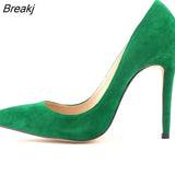 Women Simple Pumps Fashion Pointed Toe Flock High Heels Shoes Woman Black Office Sexy Red