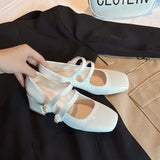 Mary Jane Shoes Ladies Retro Elegant Square Toe Thick High Heels Fashion Outdoor Lady Shoes Mature Sweet Dating Women