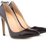 Classic Sexy Pointed Toe High Heels Women Pumps Shoes Crocodile Spring Brand Wedding Big Size