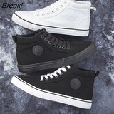 Men's High Top Canvas Shoes Black White Men Casual Sneakers Fashion Lace-up Vulcanize Shoes Cool Street Sports Brand