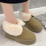 Womens Warm Fur Lined Winter Snow Boots Chunky Platform Plush Ankle Boots Women Thick Bottom Non Slip Cotton Padded Shoes