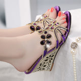 The Summer Of 2024, A New Style With Diamond Sandals, Women's Slope Heels, Elegant Temperament, Sexy Crystal