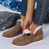 Size Thick Plush Snow Boots Women Faux Suede Flat Heels Fur Winter Shoes Woman Slip On Keep Warm Ankle Botas Femininas