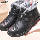 Winter New Leather Waterproof Snow Boots Women's Plus Velvet Warm Short Boots Ladies Casual Lightweight Flat