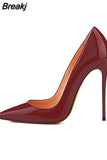 Color Classical Women Pumps 12 cm Stilettos Shallow Pointed Toe Thin High Heels Woman Party Shoes Pink color QP004