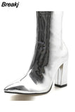 Pointed Toe Woman Ankle Boots 2023 Winter Fashion Cool Women Shoes With Metal Decoration Women Ankle Boots