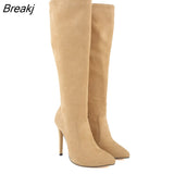 Autumn And Winter Over The Knee Women Boots Velvet Sexy High Heels Slip on Shoes Pointed Toe Woman
