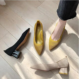 Heel Stretch Knitted Pumps Shoes Women's Shallow Flats High Heels Dress Shoes Pointed Toe Mesh Breathable Cozy