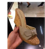 Fashion Slippers Women Summer Shoes High Heel9.5cm Flock Platform Sandals Ladies Wedges Sandals Flip Flops Female