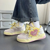 Heart Womens Sports Shoes 2024 New Style blue Cute Women's Shoes Kawaii Platform Vulcanized Footwear Ladies Casual