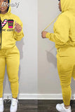 Two Piece Set Women Hooded Sweatsuits Fashion Pink Letter Leopard Print Tracksuit Casual Female Outfits Streetwear