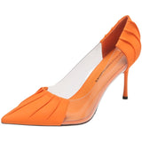 Luxury Women's Spring and Summer Baotou Transparent Stiletto High Heels Pumps Rhinestone Pointed Single Shoes