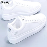Spring Tennis Female Lace-up White Shoes Woman Luxury PU Leather Platform Solid Color Ladies Autumn Casual Elegant