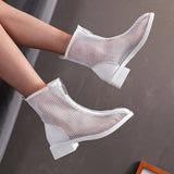 Women's sandals 2023 new summer fashion hollow short front zipper mesh shoes