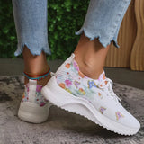 Women Print Platform Sneakers Spring Autumn Knitting Mesh Tennis Shoes Woman Lightweight Non Slip Casual Walking