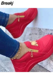 Women Sneakers Lace-Up Wedge Sports Shoes Women's Vulcanized Shoes Casual Platform Ladies Sneakers Comfy Females