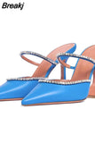 Heels Woman Sandals Crystal PVC Women Pumps Summer Mules Ladies Slippers High Heels Slingback Party Dress Shoes