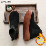 Socks Plus Velvet Warm Womens Short Boots Mori Girl Retro Literary Big Head Doll Shoes Thick-Soled Increase Ankle