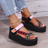 New Summer Women's Shallow Mouth Leaky Toe Platform Sandals Outdoor Simple Mixed Color Wedge Sandals Women's