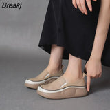 Women's Summer 2023 Autumn New Women's Shoes Round Toe Retro Thick Bottom Slip-on Casual Small Leather