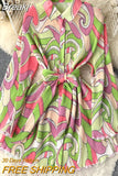 Casual Women Green Shirt Dress New Spring Autumn Turn Down Collar Flare Sleeve Single Breasted Female Dress