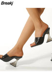 Heeled Women Slippers 2023 New Fashion Brand Wine Glass And Sandals European Style Crystal Heel Sandals Slipper