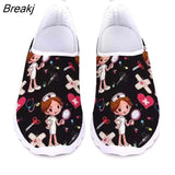 Women Shoes Cartoon Nurse Print Female Sneaker Summer Lightweight Comfortable Casual Breathable Flats Footwear Spring