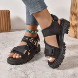 Breakj Spring And Summer New Magic Sticky Beach Sandals Women's Pine Cake Large-Size Thick-Bottomed Dew Casual Roman
