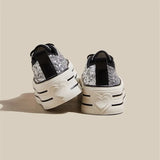 Soled Sequin Board Shoes for Women's 2024 Spring New Casual Lace Up Canvas Shoes Women Sneakers Zapatos De