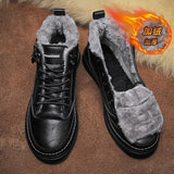 Men's Boots 2023 Winter Platform Warm Fur Ankle Short Lace Up Fashion Novelty Concise Casual Work Shoes Botas