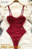 Lace Bodysuit Women Fashion See Through Mesh Jumpsuit 2023 Summer Adjustable Spaghetti Strap Sleeveless Hollow Out Body