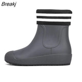 on Rain Shoes for Women Ankle Boots Fashion Outdoor Non-slip Platform Rain Boots Garden Galoshes Woman Work Rubber