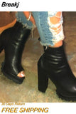 Color Ankle Boots Women Boots 2023 New Animal Pattern Waterproof Platform High-heeled Thick-soled Open Toe Zip