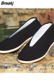 Chinese Style Men Kung Fu Shoes Old Beijing Bruce Lee Tai Chi Wushu Black Martial Arts Shoes Tang Suit