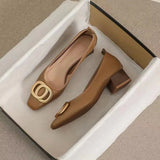 Square-Headed High Heels For Women In Spring And Autumn 2024 New Professional Work Shoes Temperament Fairy Style Single Women's Thick
