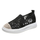 Women Flat Sneakers New Comfy Light Thick Sole Breathable Mesh Female Shoes Slip-On Spring Stylish Trend Zapatillas
