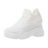 Women's Shoes Hidden Heels Platform Sneakers Women Breathable Air Mesh Wedge Sock Shoes Woman Casual Shoes Zapatos De