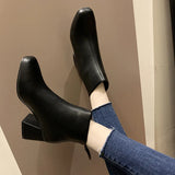 Spring Autumn Season Leather New Back Zipper Versatile Women Solid Color Fashion Boots High Heels Women's Shoes