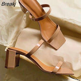 Slippers Med Heels Party Mules Shoes Ladies 2022 New Women Slides Fashion Shoes Female Concise PU Shoes Ladies